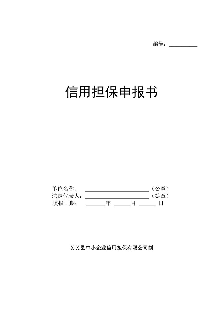 中小企业信用担保有限公司信用担保申报书.doc_第1页