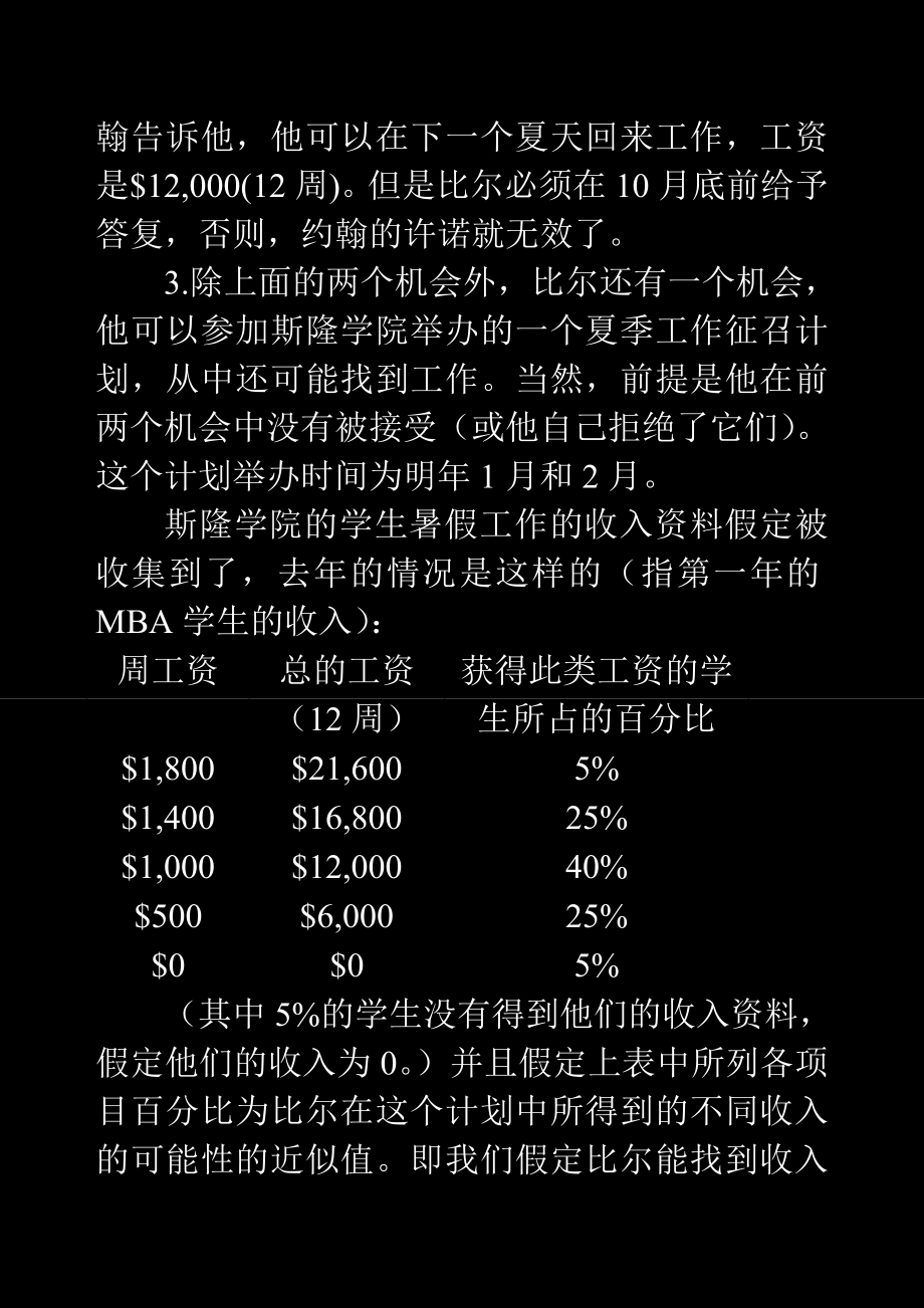 《数据模型与决策》案例分析报告比尔桑普拉斯暑期工作的寻找.doc_第2页