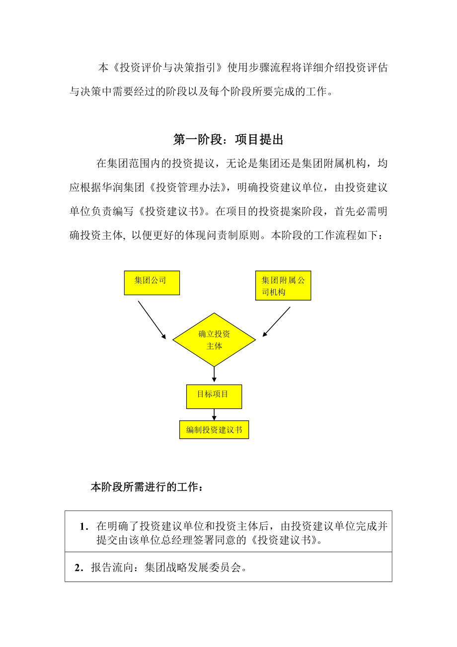 华润集团投资管理内部文件3投资评价与决策指引应用模块一：步骤流程.doc_第2页