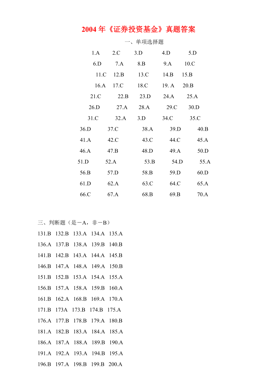 2004《证券投资基金》真题答案.doc_第1页