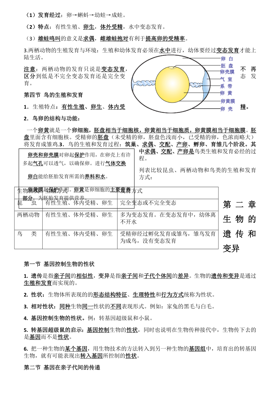 八年级下册生物知识点归纳汇总.docx_第2页