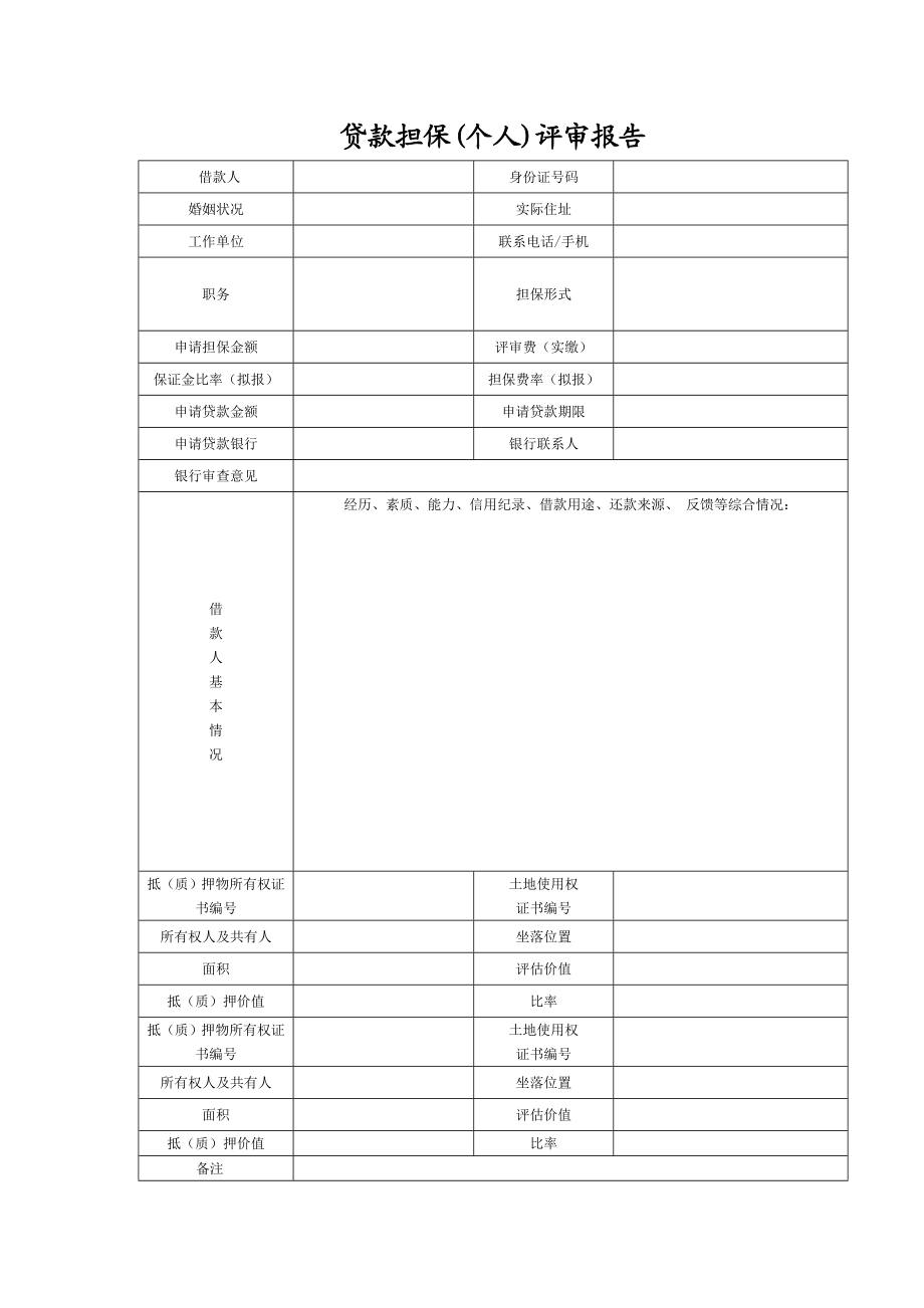 贷款担保(个人)评审报告5.doc_第1页