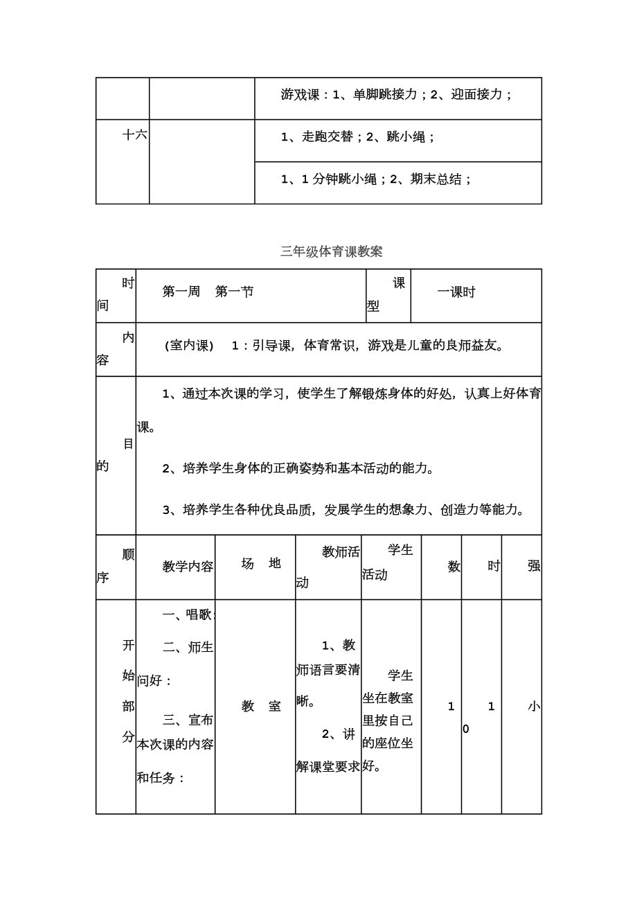 小学三年级下册体育课教案大全.doc_第3页