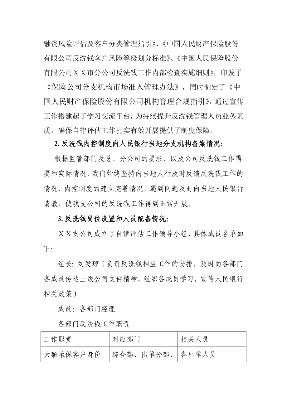 财产保险股份有限公司上半金融机构反洗钱工作自律评估报告.doc_第3页