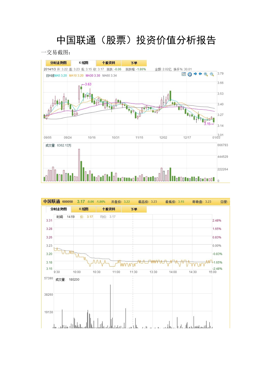 中国联通股票投资价值分析报告.doc_第1页