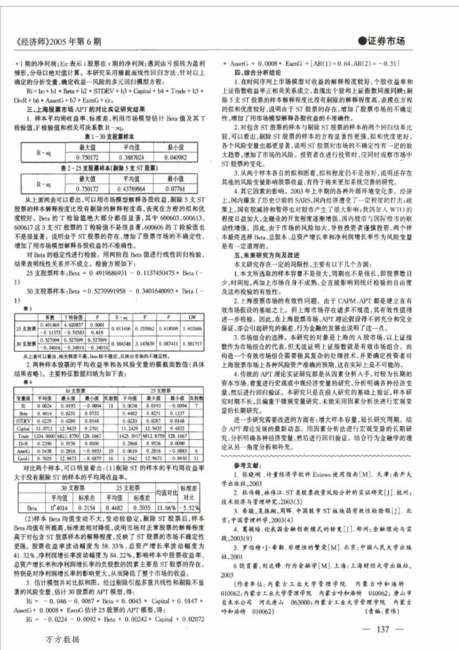 上海股市APT模型的建立及ST股票对其影响的实证分析.doc_第2页