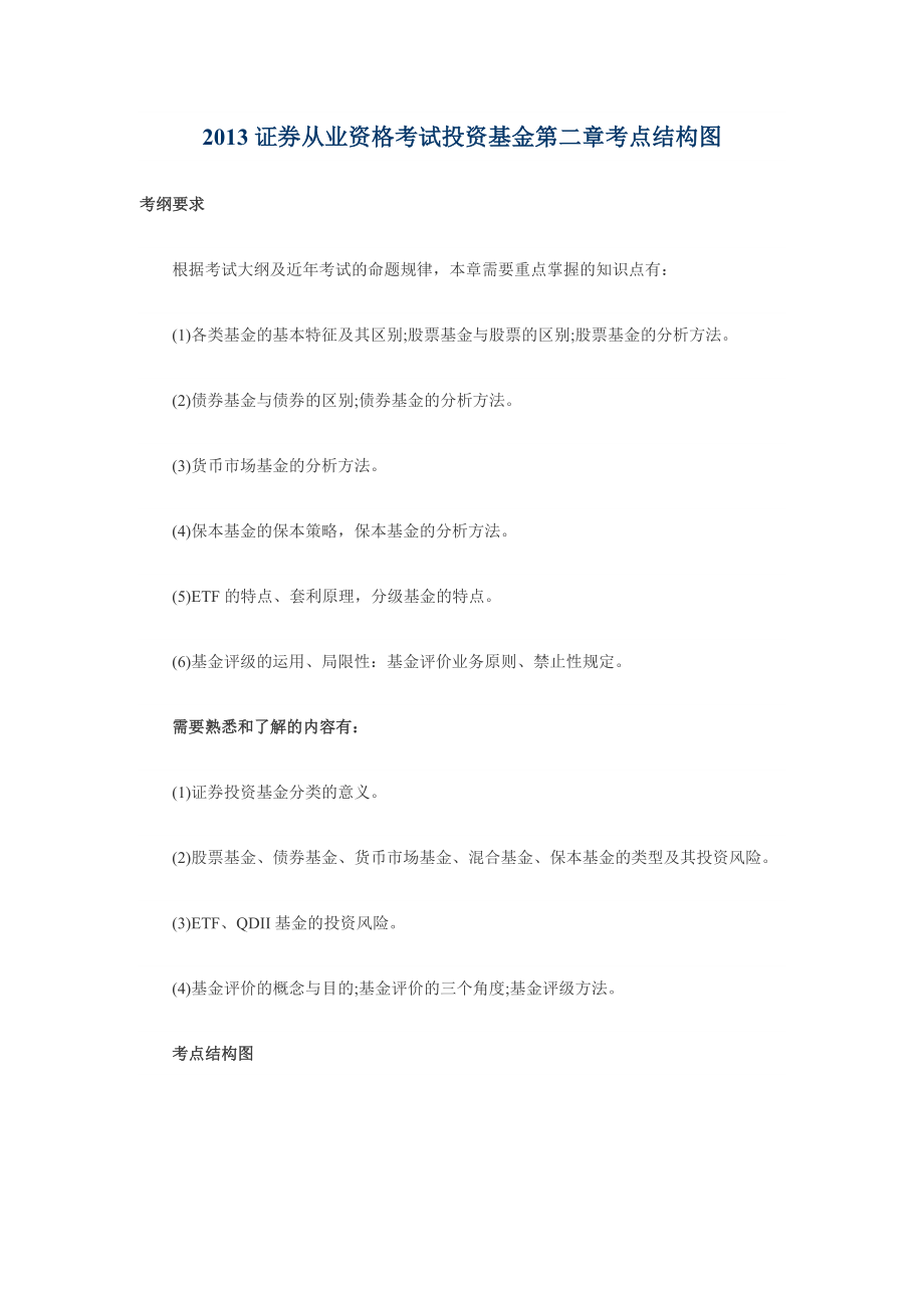 证券从业资格考试投资基金第二章考点结构图.doc_第1页