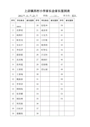 家长学校学员签到表汇编.doc