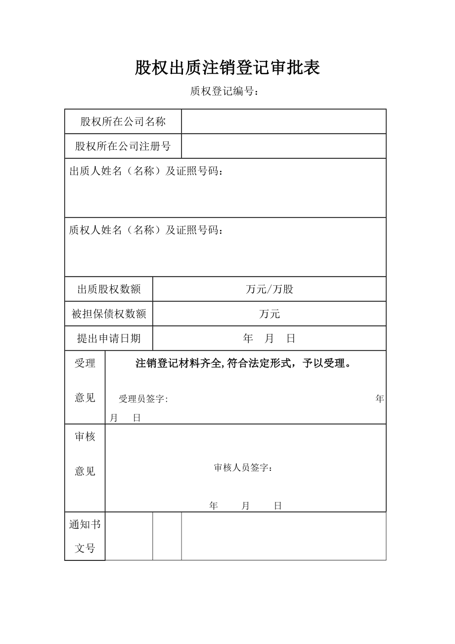 股权出质登记注销登记审核表.doc_第1页