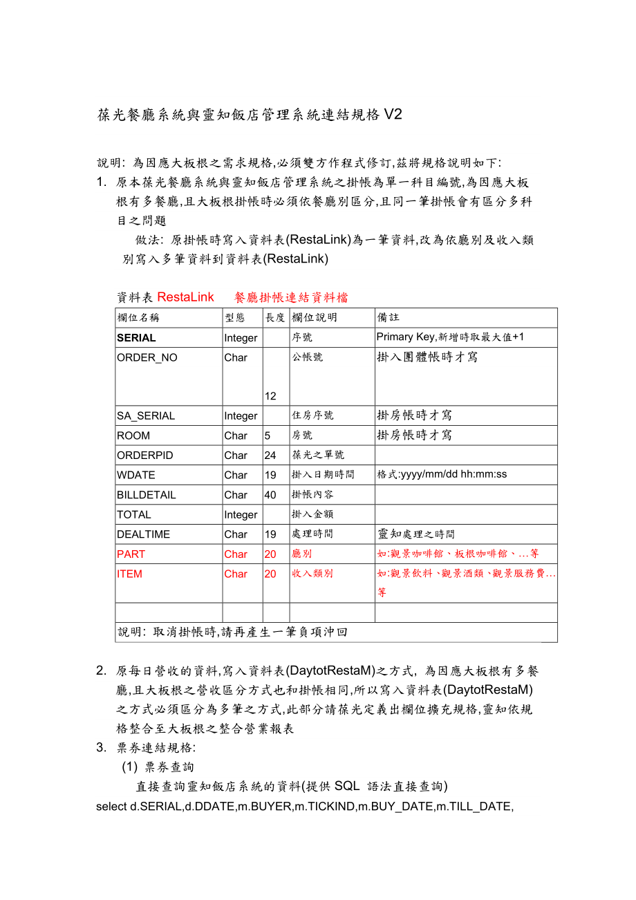 葆光餐厅系统与灵知饭店管理系统连结规格V2.doc_第1页