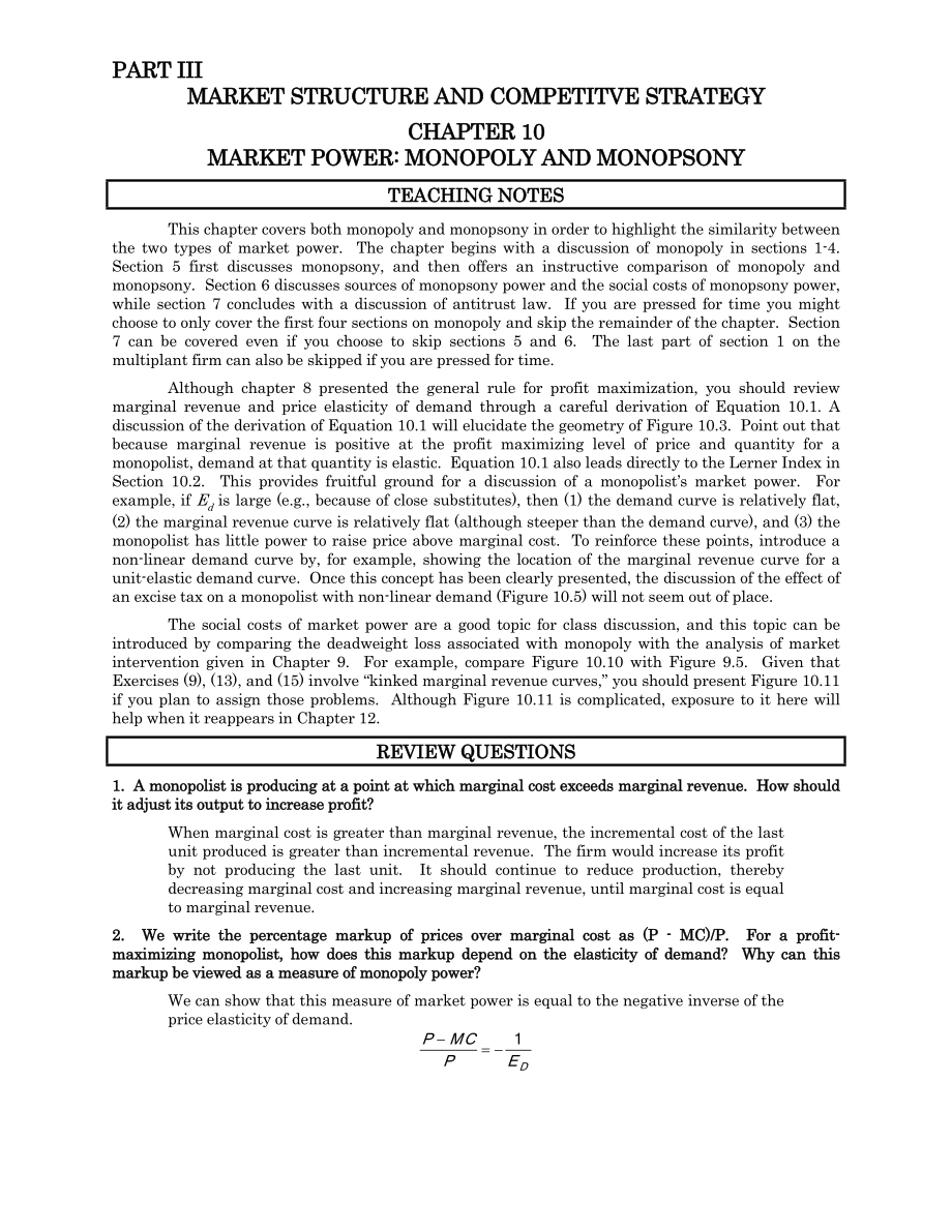 【经济课件】Ch10 MARKET POWER MONOPOLY AND MONOPSONY.doc_第1页