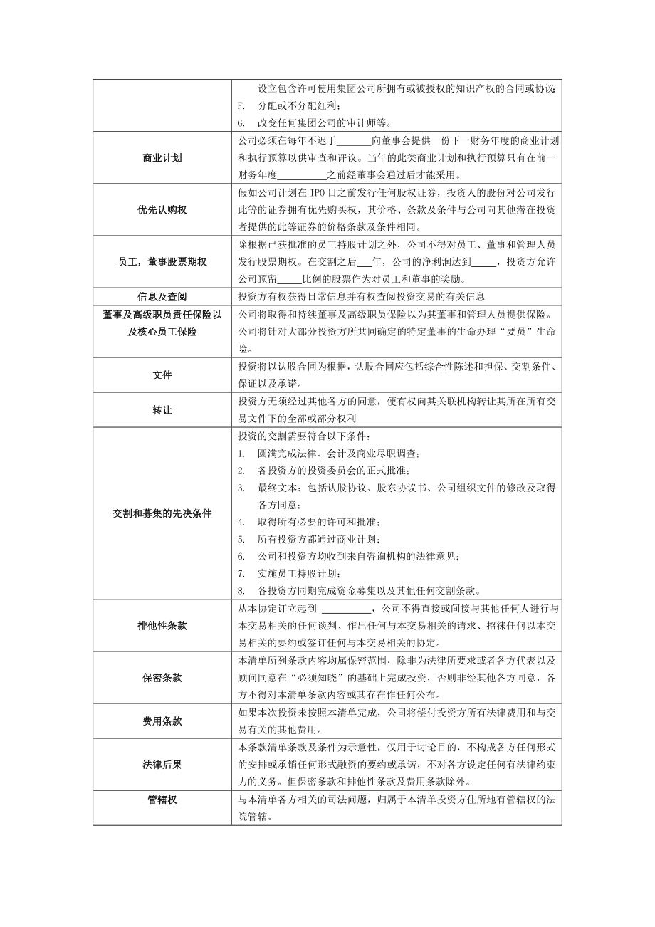 私募基金核心条款清单及投资框架协议.doc_第3页