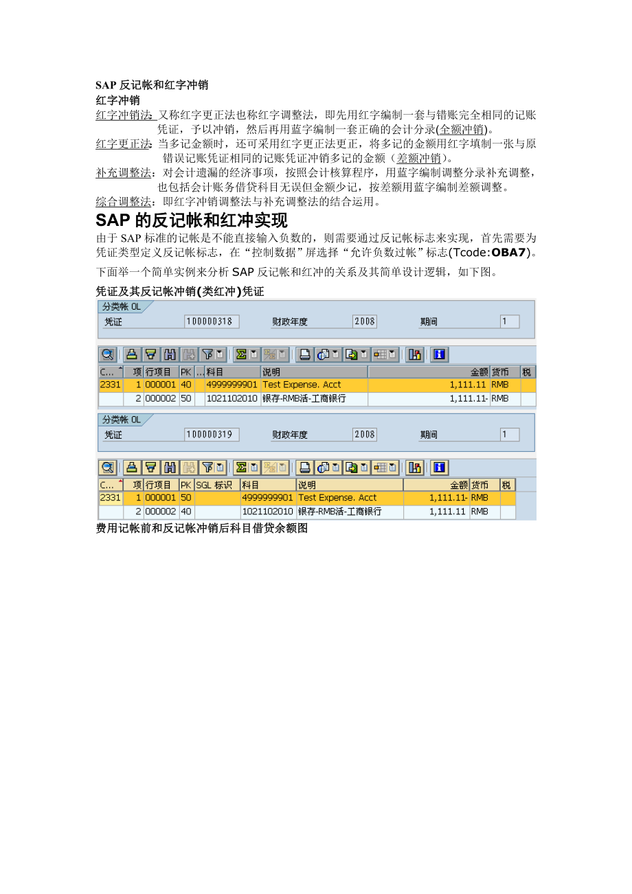 由于SAP标准是不可以输入负数我们可以通过系统的反记帐来实现.doc_第1页