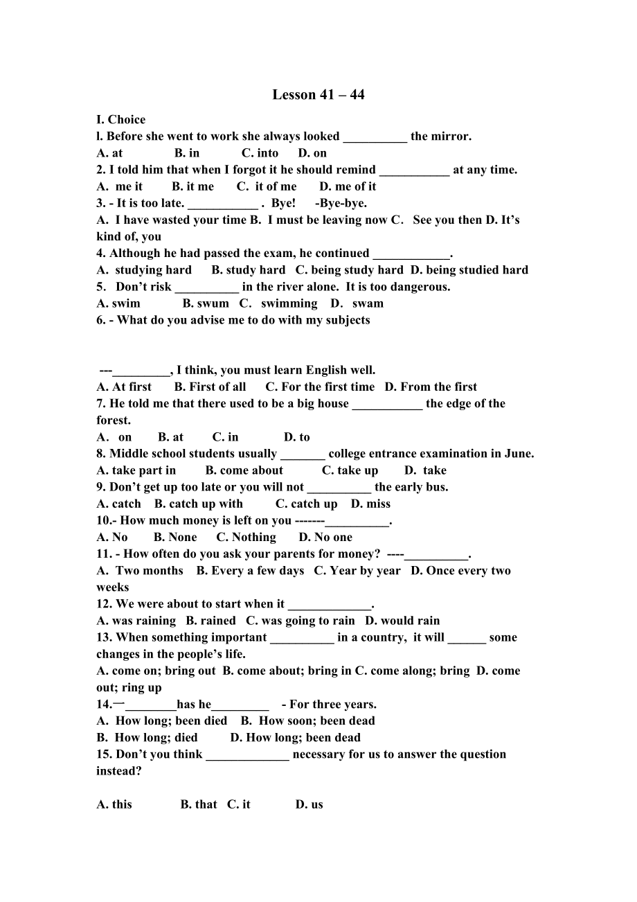 新概念英语第二册Lesson-41—44练习题同步测.doc_第2页