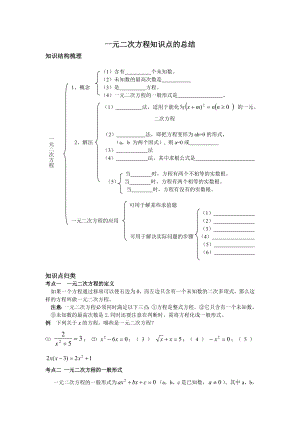 初中数学一元二次方程知识点总结(含习题).doc