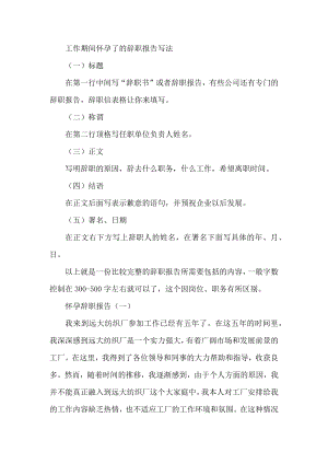 工作期间怀孕了的辞职报告写法.docx