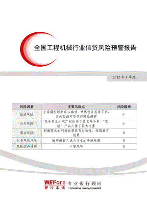 3季度全国工程机械行业信贷风险预警报告.doc