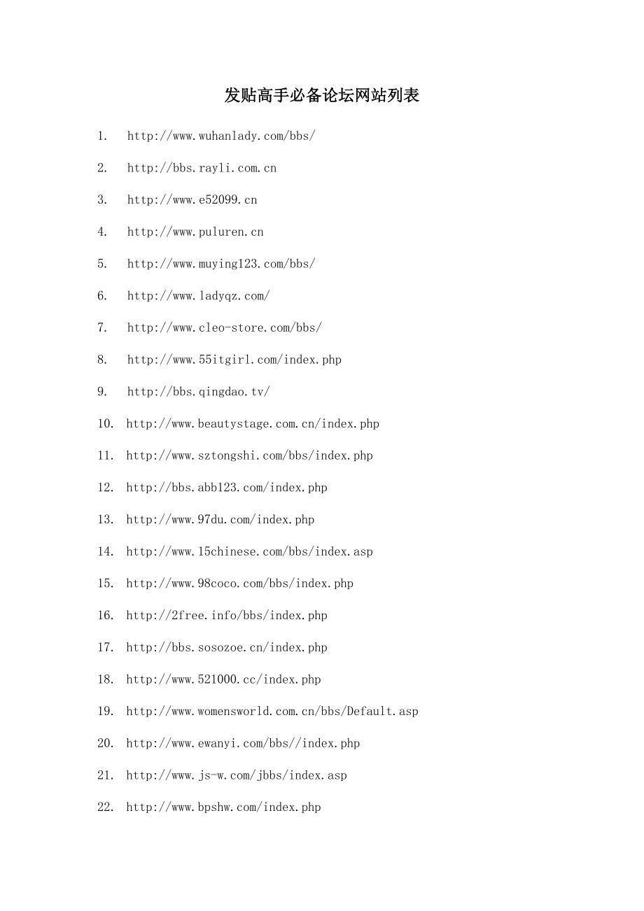 发贴高手必备论坛网站列表.doc_第1页