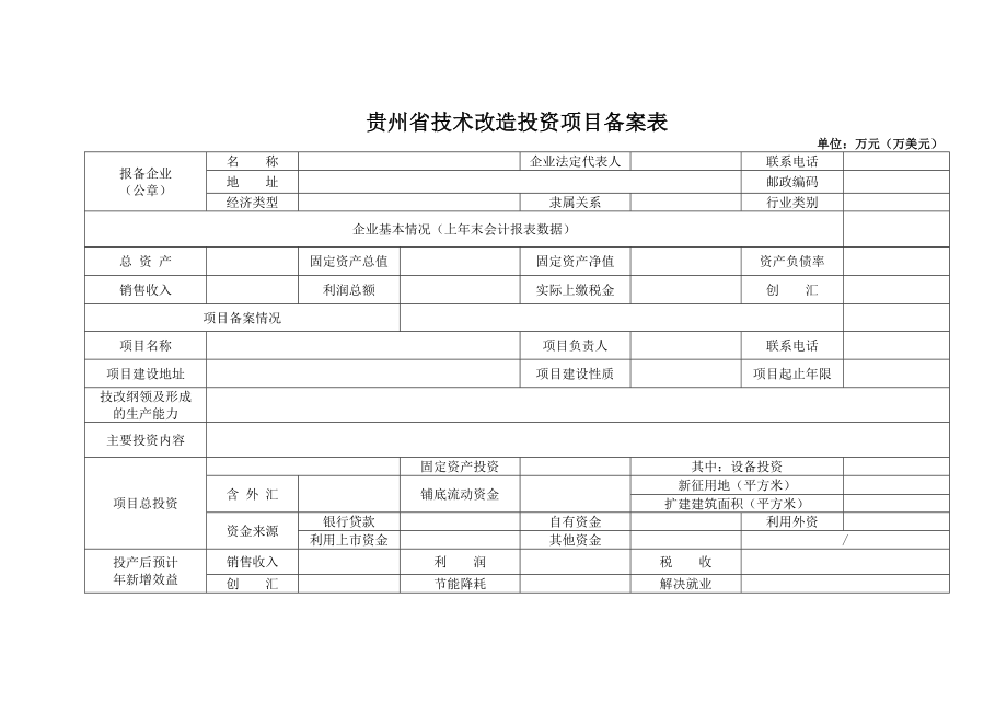 贵州省技术改造投资项目备案表.doc_第1页