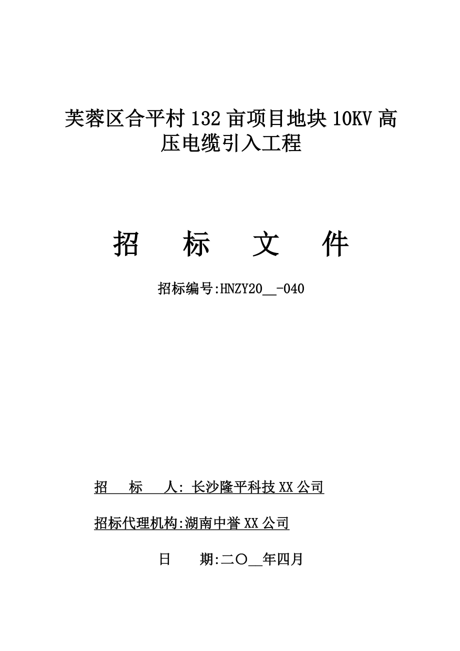 10KV高压电缆引入工程招标文件.doc_第1页