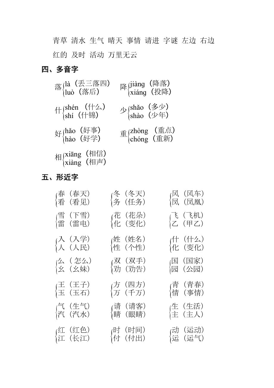 人教部编版语文一年级下册期末复习知识点总结.doc_第2页