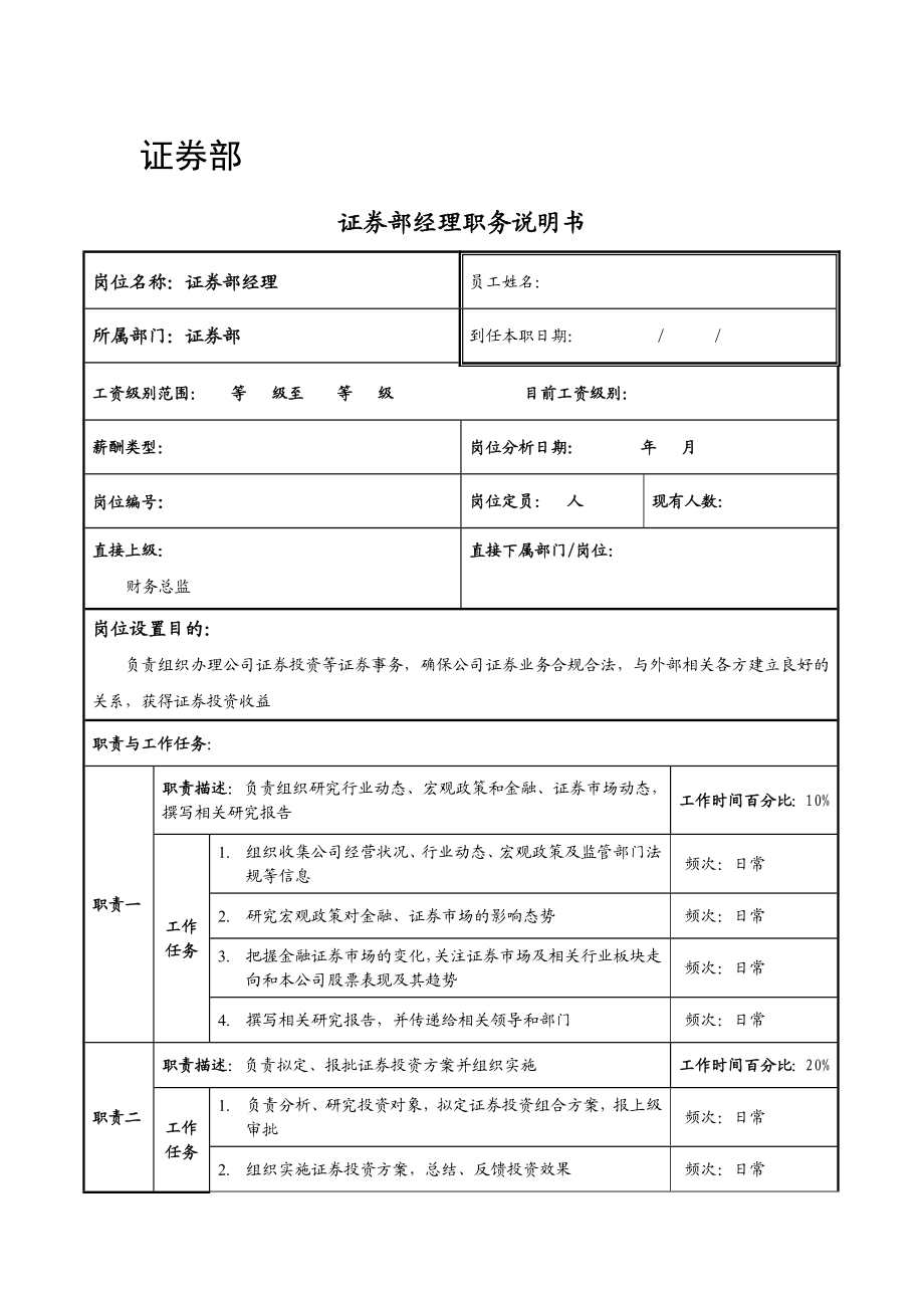 证券公司职务说明书 .doc_第1页