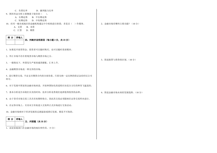 7月 5035金融市场试卷A.doc_第2页