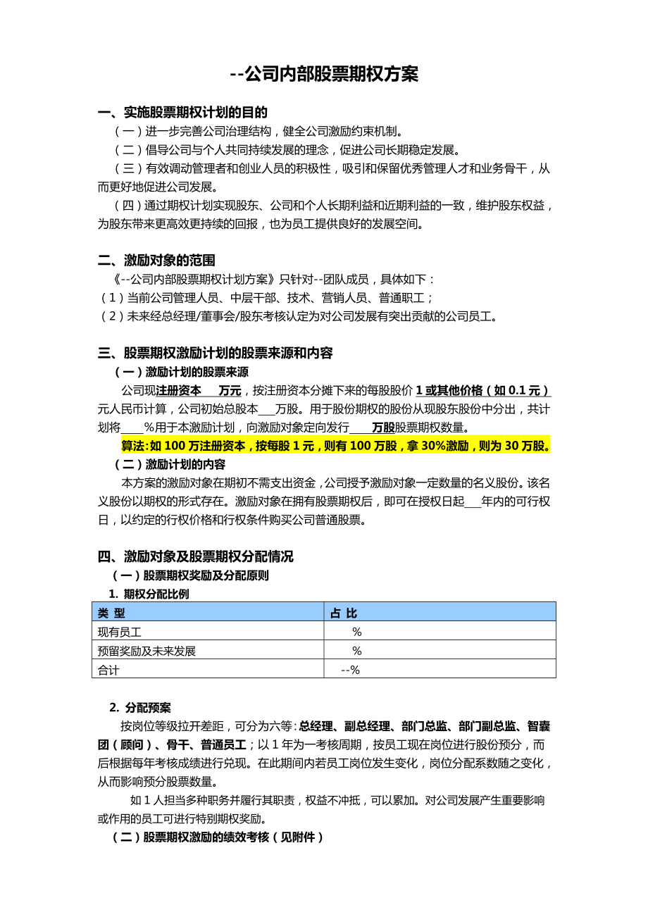 公司内部股票期权方案.doc_第1页