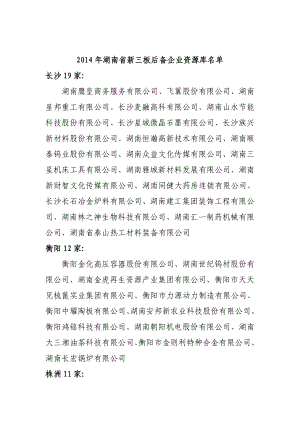 湖南省新三板后备企业资源库名单.doc