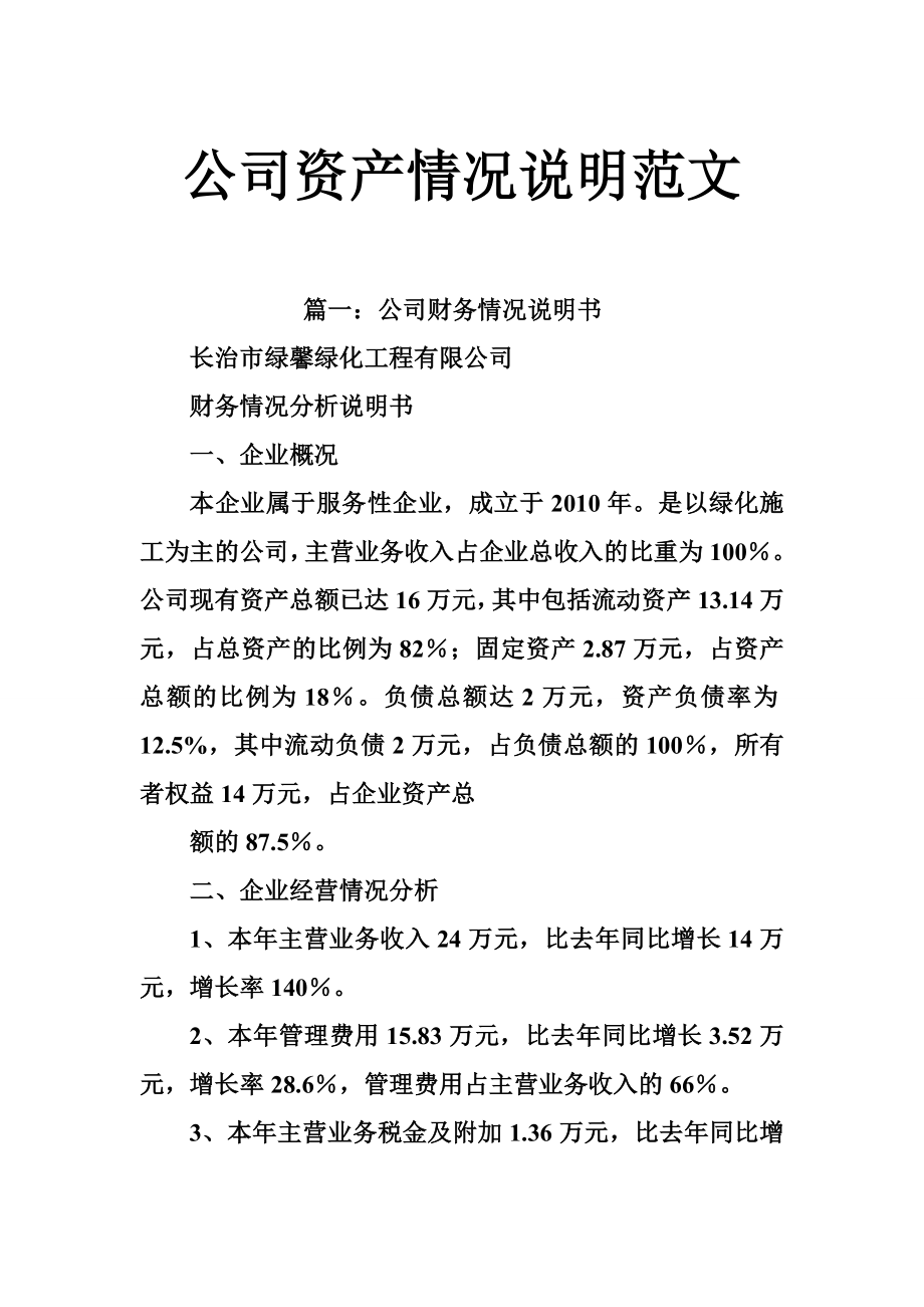 公司资产情况说明范文.doc_第1页