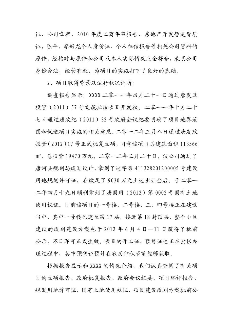 关于ⅩⅩ置业有限公司X00万元融资担保借款项目的风险评估报告.doc_第2页