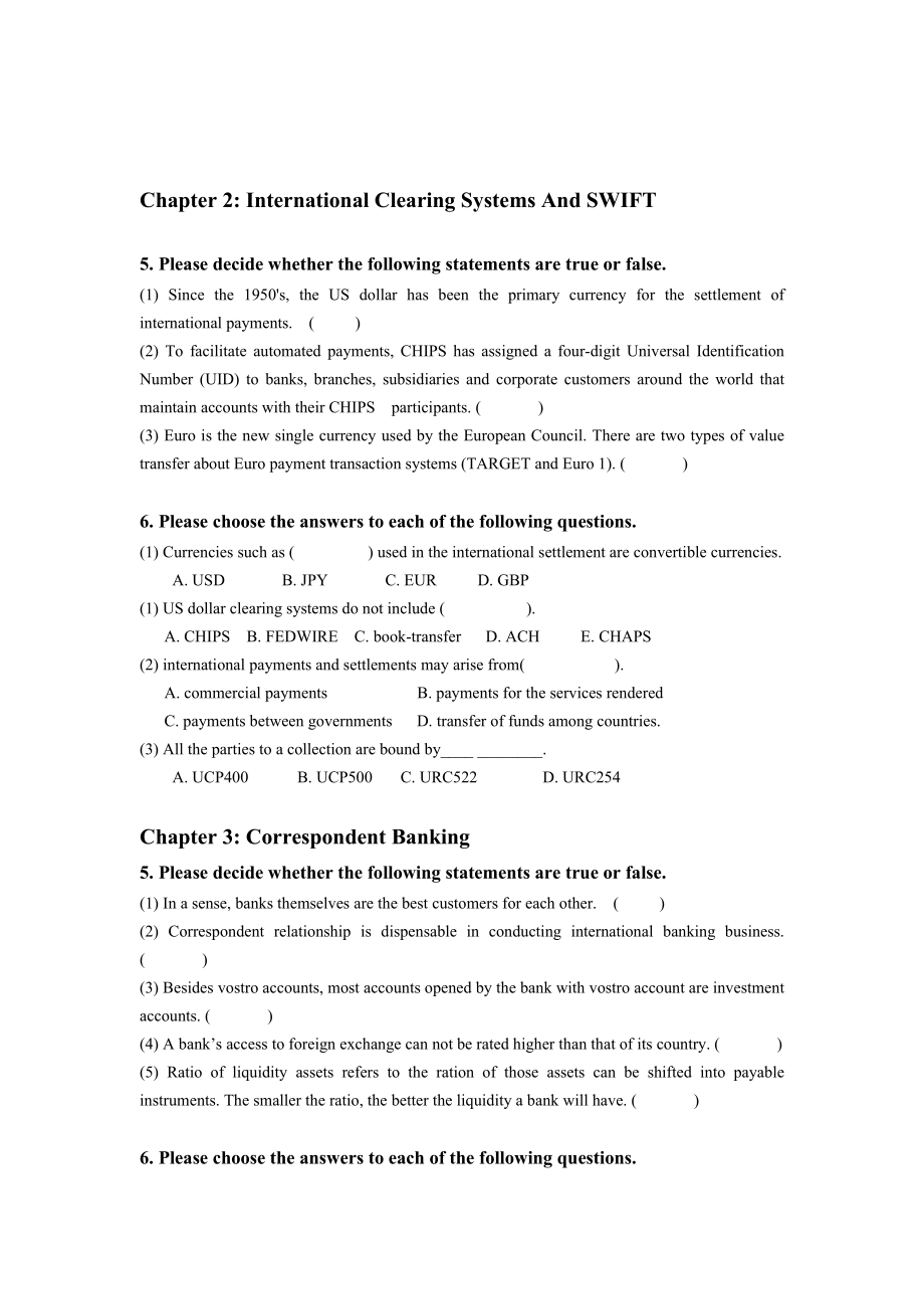 金陵科技学院《国际结算》(英文版)习题集.doc_第2页