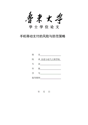 手机移动支付的风险与防范策略 毕业设计.doc