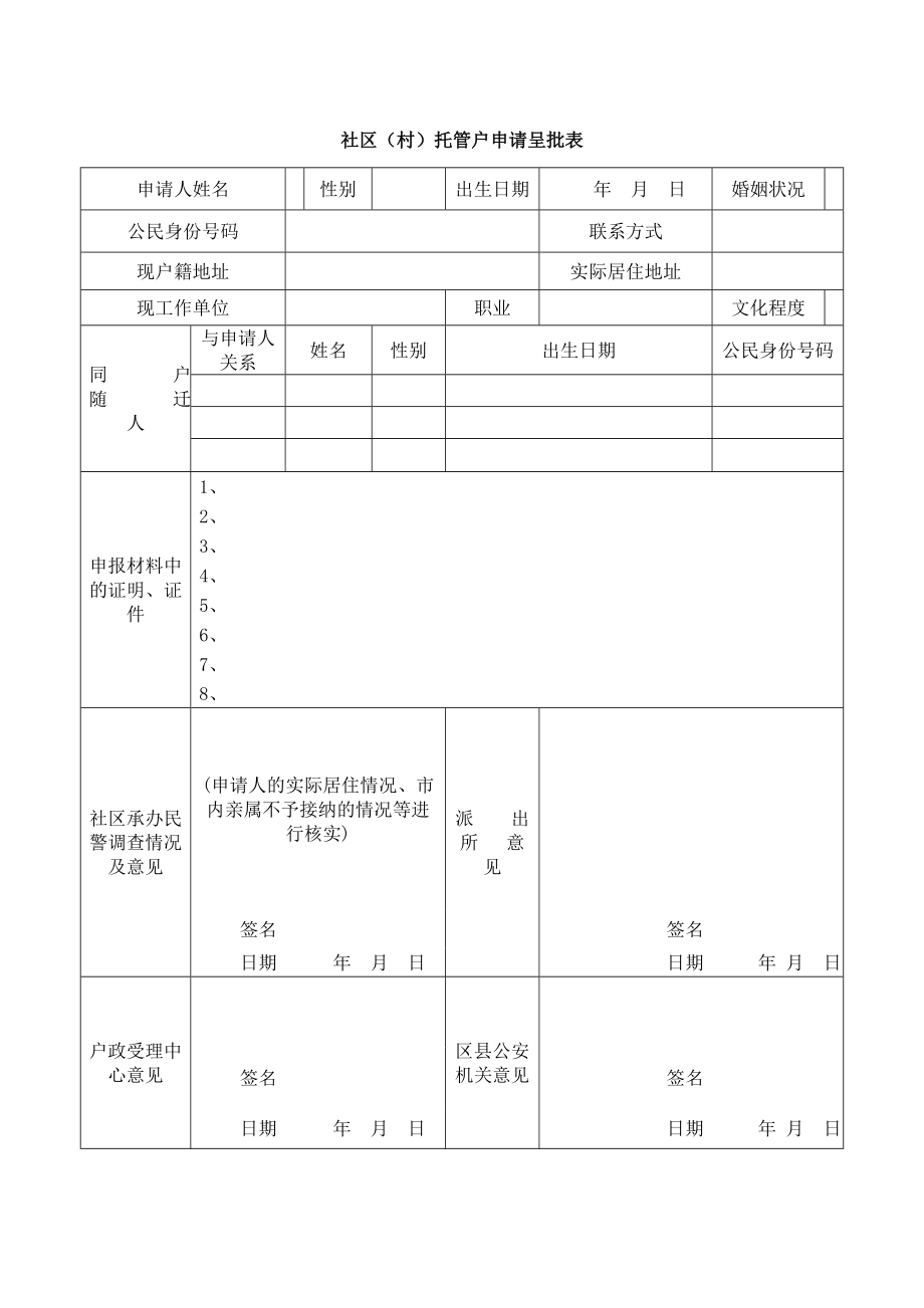 【社区】（村）托管户申请呈批表.doc_第1页