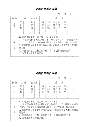 工会委员会委员选票.doc