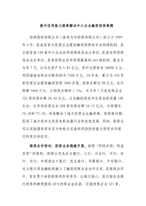 提升信用能力探索解决中小企业融资担保难题.doc