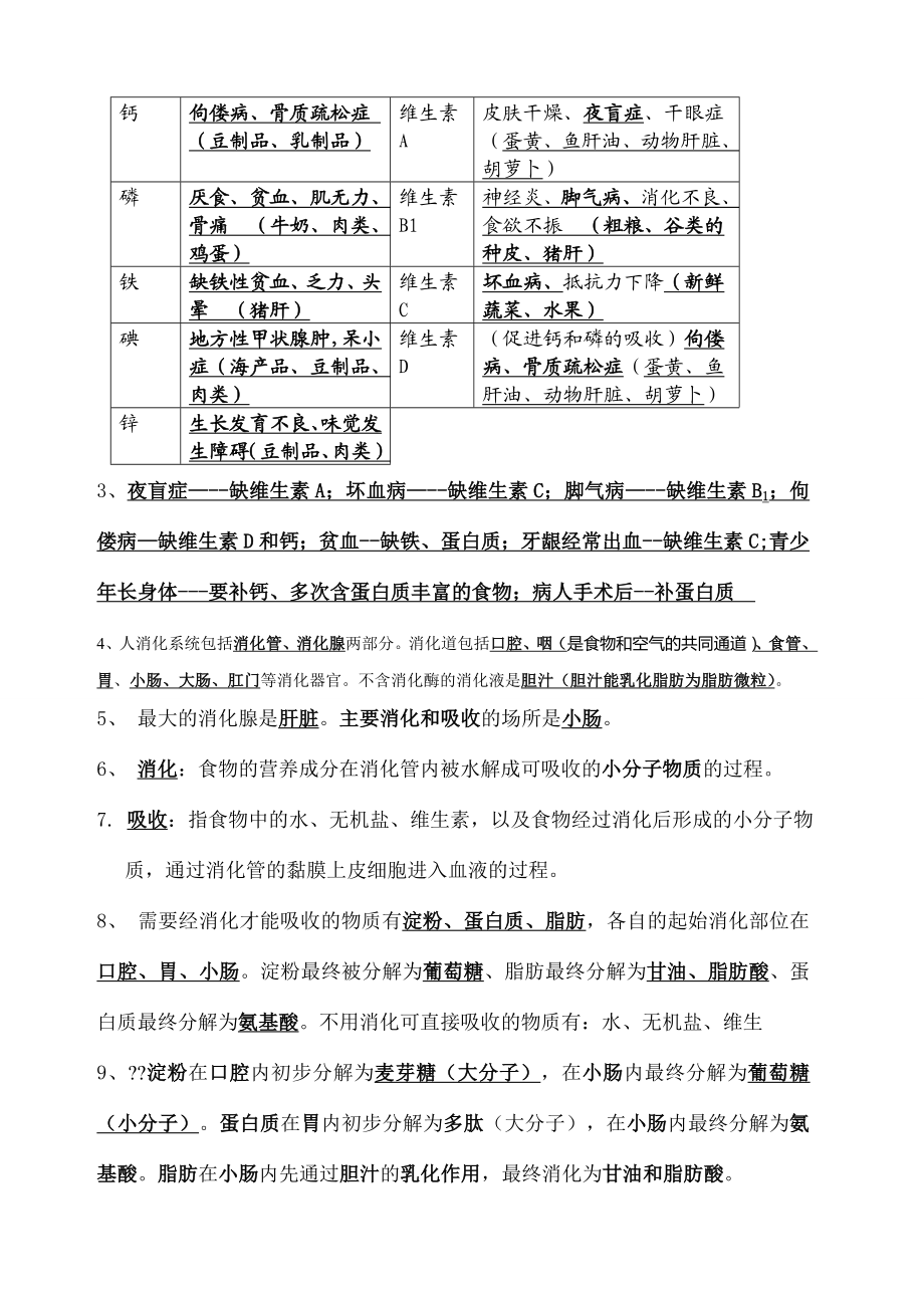 北师大版生物七年级下册知识点总结.docx_第2页