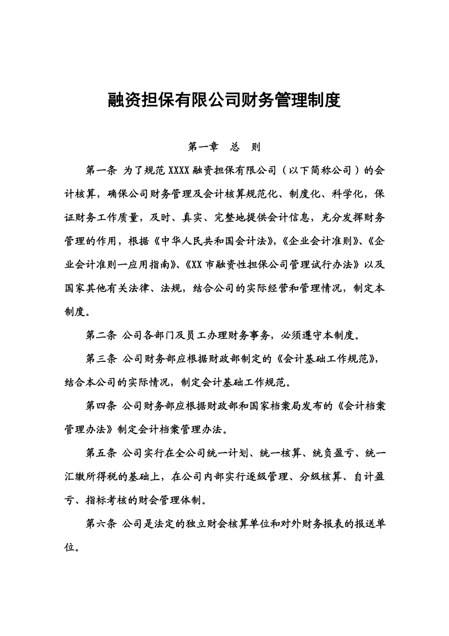 精品融资担保有限公司财务管理制度.doc_第1页