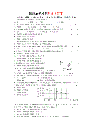 人教版九年级化学下册《溶液》单元练习题及答案.doc