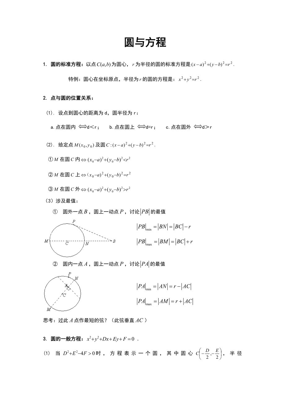 圆与方程知识点的总结典型例题.doc_第1页