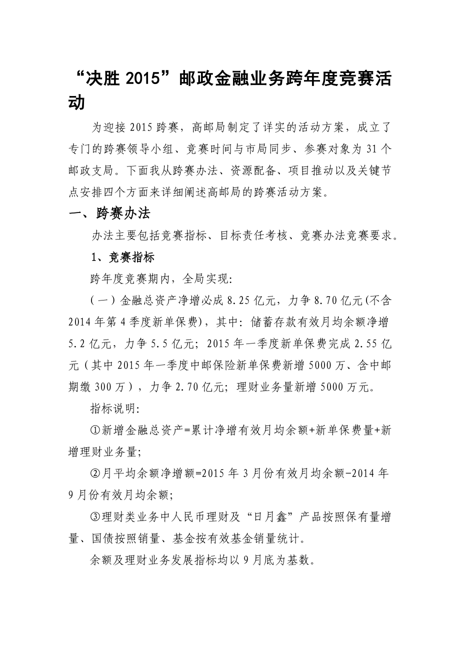 “决胜”邮政金融业务跨竞赛活动.doc_第1页