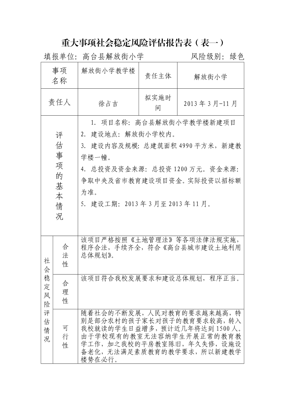 学楼重大事项社会稳定风险评估报告评估样表.doc_第3页