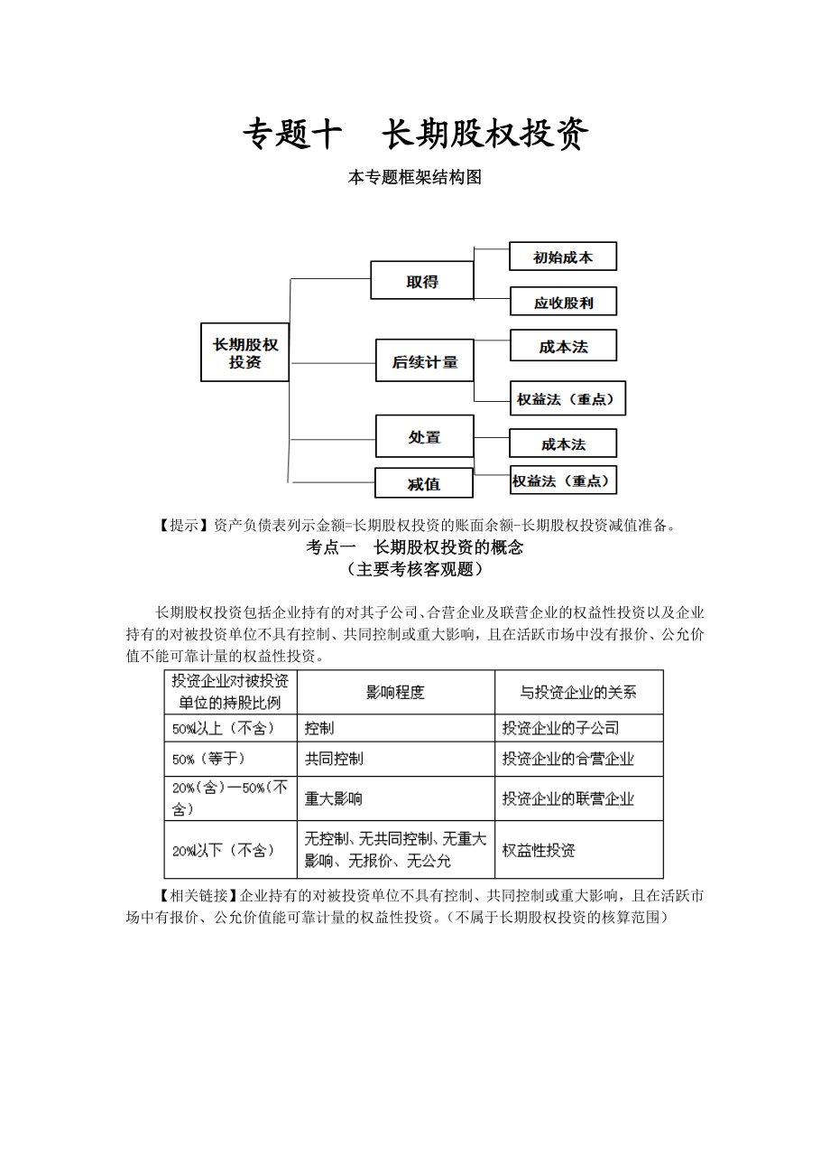 初级第一章 长期股权投资 讲义.doc_第1页