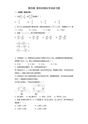 初中数学九年级上册第四章-图形的相似专项练习题(全章).doc