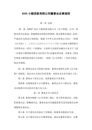 小额贷款有限公司董事会议事规则.doc