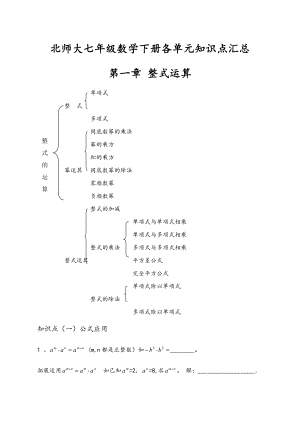 北师大七年级数学下册各单元知识点汇总.docx