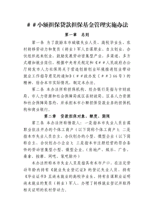 小额担保贷款担保基金管理实施办法.doc