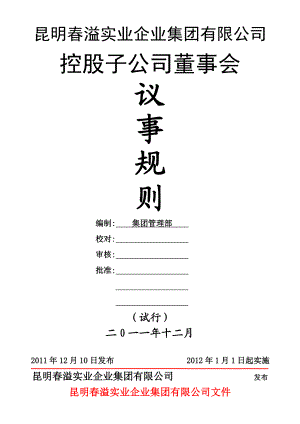 集团各控股子公司董事会议事规则.doc