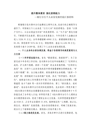 银行分行个人业务发展经验汇报材料.doc