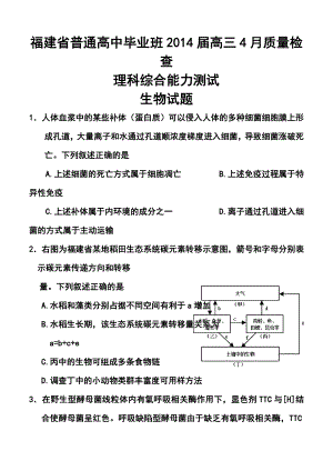 福建省普通高中毕业班高三4月质量检查理科综合试题及答案1.doc